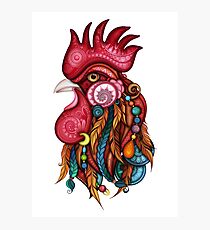 Tribal Rooster Design Photographic Print