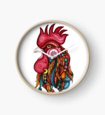 Tribal Rooster Design Clock