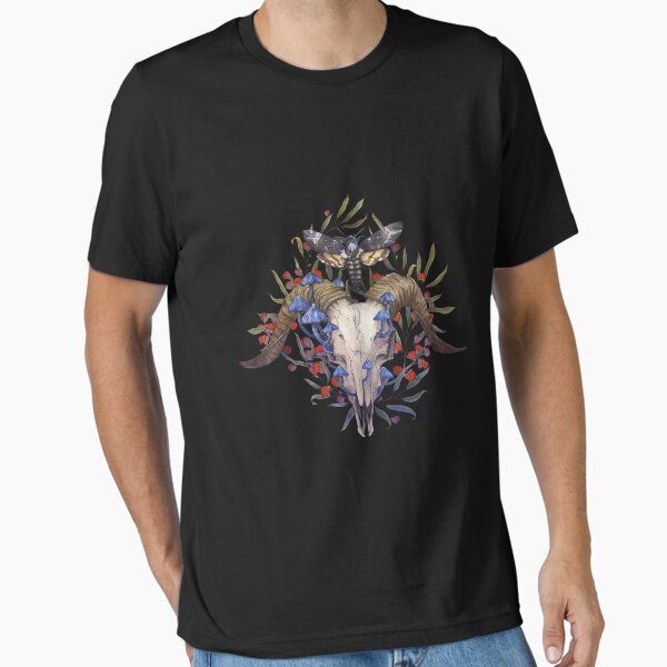 Сomposition with skull, moth, flowers and mushrooms Essential T-Shirt