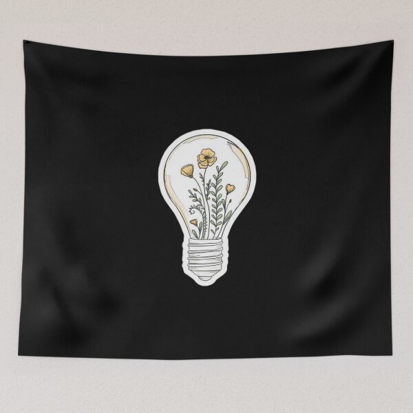 Item preview, Light Bulb with Yellow Flowers designed and sold by Nedskr.