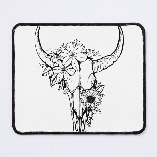 Item preview, Steer skull with flowers designed and sold by Art-by-Sadie.