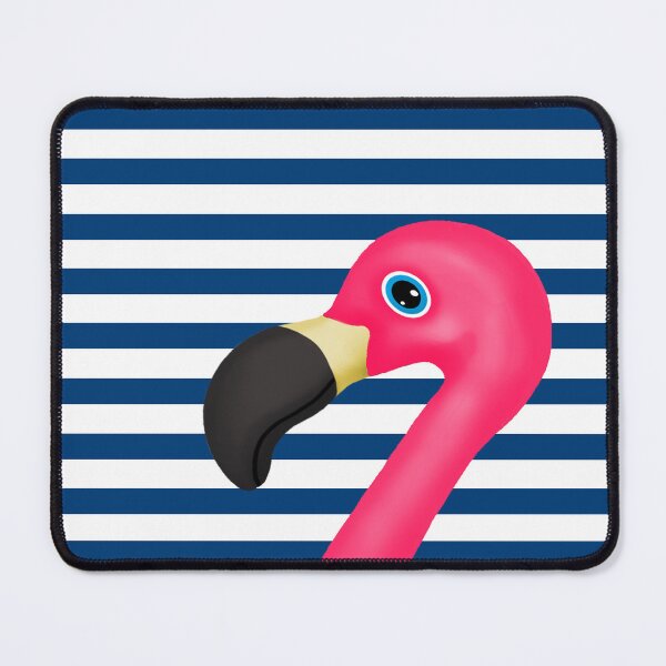 Item preview, Pink Flamingo Blue White Stripes designed and sold by BeachBumFamily.
