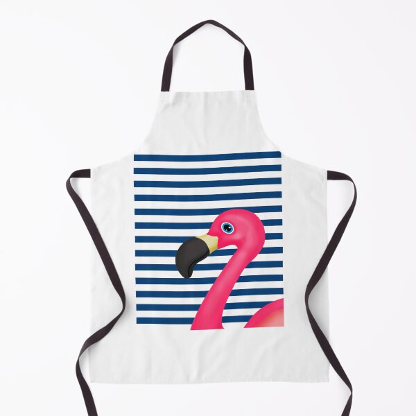 Item preview, Pink Flamingo Blue White Stripes designed and sold by BeachBumFamily.