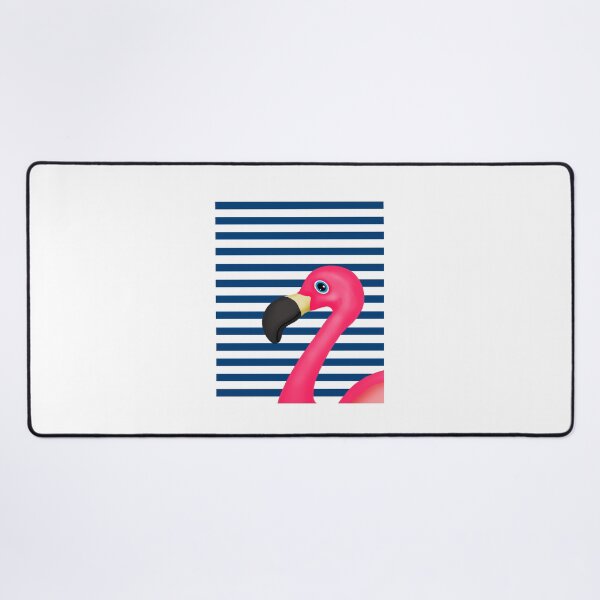Item preview, Pink Flamingo Blue White Stripes designed and sold by BeachBumFamily.