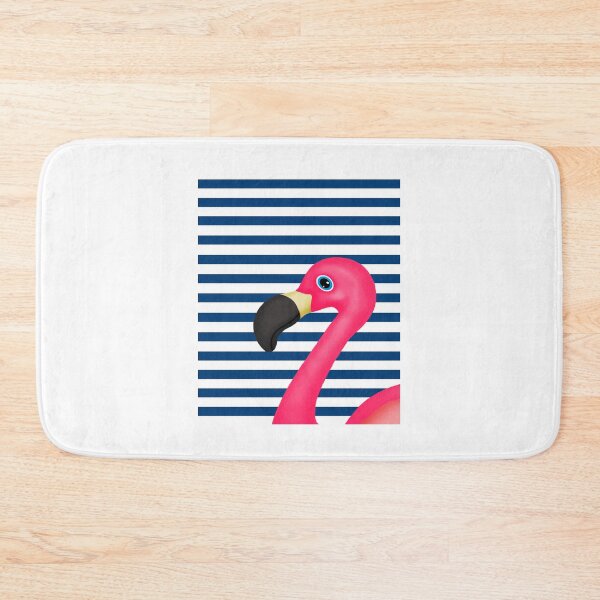 Item preview, Pink Flamingo Blue White Stripes designed and sold by BeachBumFamily.