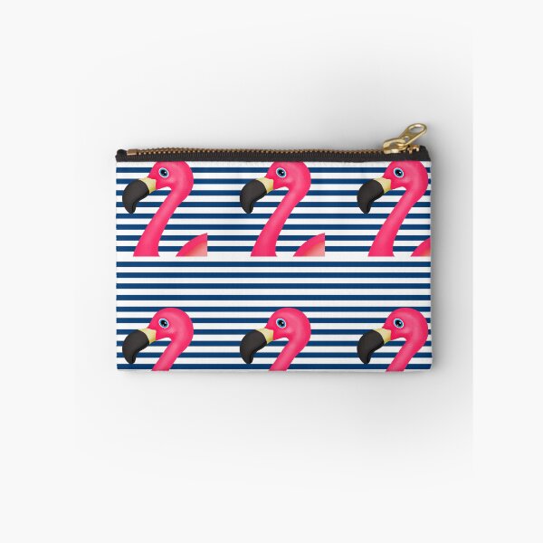 Item preview, Pink Flamingo Blue White Stripes designed and sold by BeachBumFamily.