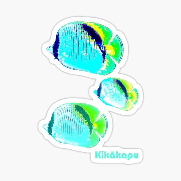 "Kikakapu Tropical Butterflyfish Hawaiian Fish" Sticker for Sale by