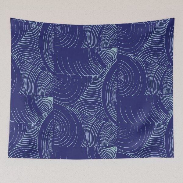 Item preview, Blue Curly Line Drawing by Two Chikkis designed and sold by twochikkis.