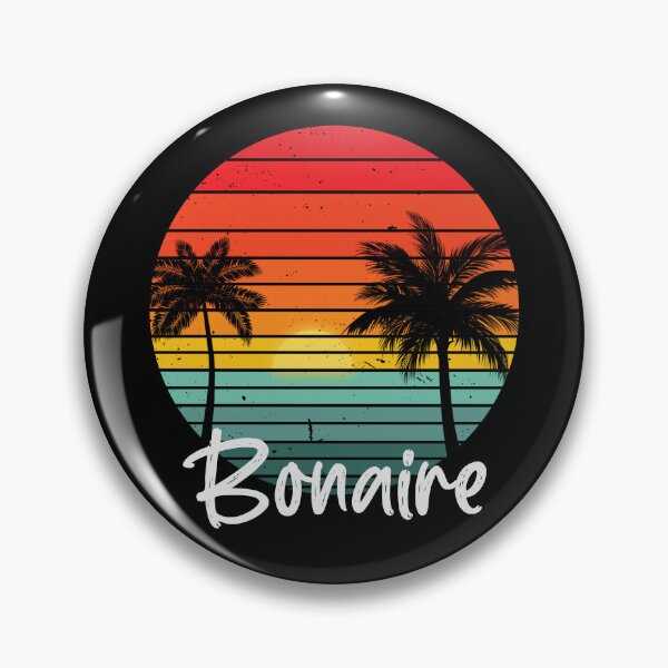Item preview, Bonaire souvenir retro sunset palm tree on black designed and sold by TipTopTapo.