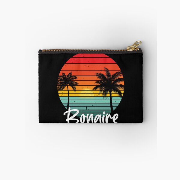 Item preview, Bonaire souvenir retro sunset palm tree on black designed and sold by TipTopTapo.