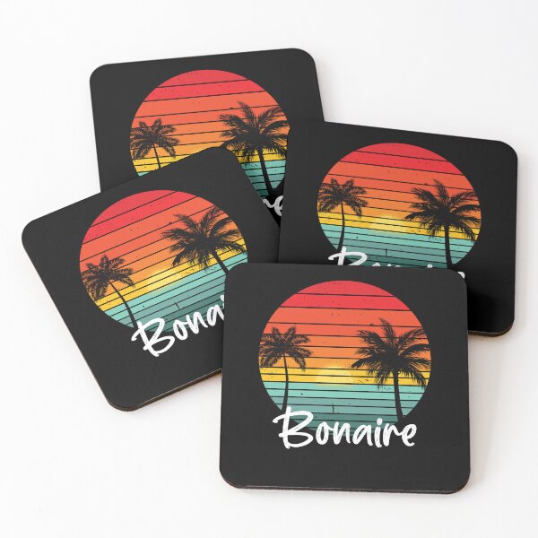 Item preview, Bonaire souvenir retro sunset palm tree on black designed and sold by TipTopTapo.