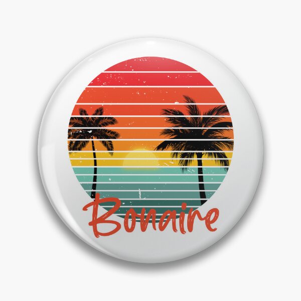 Item preview, Bonaire souvenir retro sunset palm tree on black designed and sold by TipTopTapo.