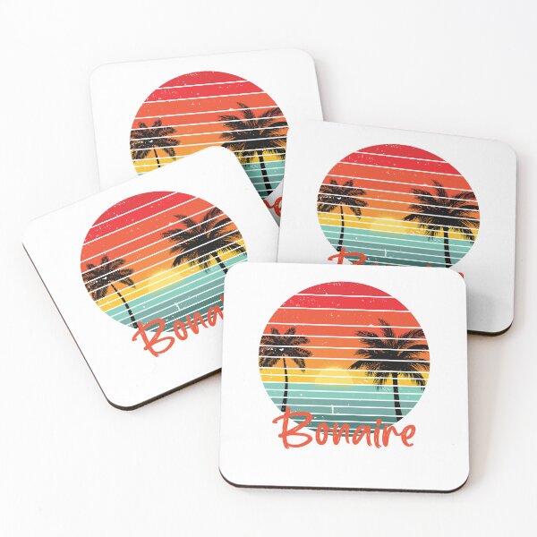 Item preview, Bonaire souvenir retro sunset palm tree on black designed and sold by TipTopTapo.