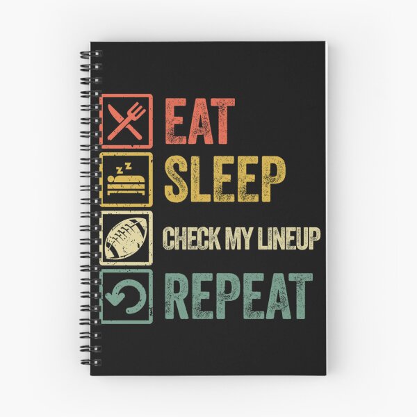 Item preview, Funny Eat Sleep Check My Lineup Repeat Retro Vintage Essential T-Shirt designed and sold by verarheaf9.