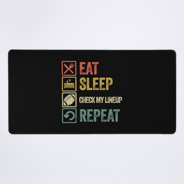 Item preview, Funny Eat Sleep Check My Lineup Repeat Retro Vintage Essential T-Shirt designed and sold by verarheaf9.