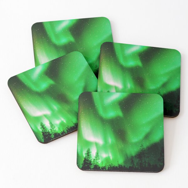 Item preview, Northern Lights Over The Forest, Beautiful Northern Lights, Northern Lights Aesthetic, Green Northern Lights Painting designed and sold by Paintcorner.