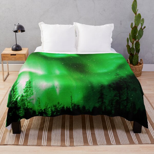 Item preview, Northern Lights Over The Forest, Beautiful Northern Lights, Northern Lights Aesthetic, Green Northern Lights Painting designed and sold by Paintcorner.