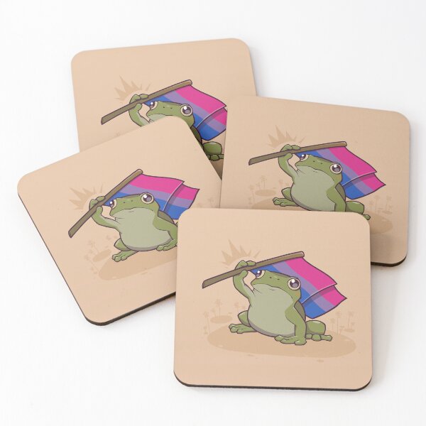 Item preview, Bisexual Pride Flag-Holding Frog designed and sold by saltuurn.