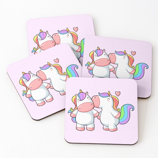 Artikelvorschau, Kawaii rainbow unicorns kissing - Love Heart Valentine entworfen und verkauft von MagicStrawberry.