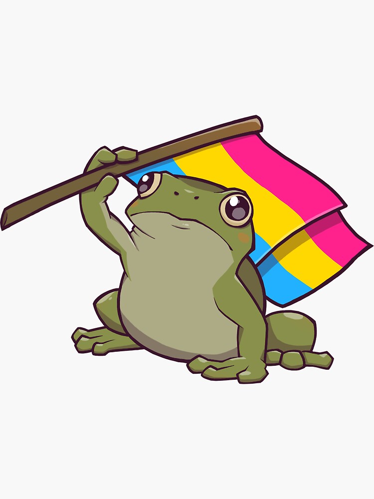 "Pansexual Pride Flag-Holding Frog" Sticker for Sale by saltuurn