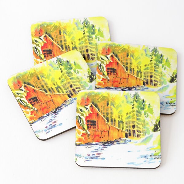 Item preview, A Northern Red Barn Under Snow Back In The Woods  designed and sold by DonSylvester.