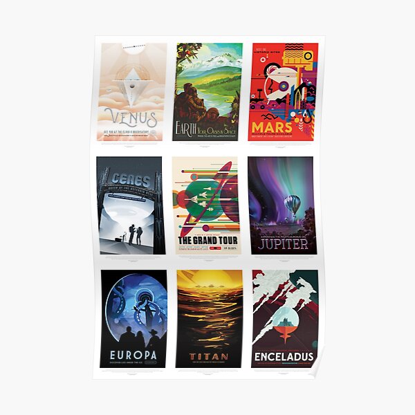 NASA JPL Space Tourism collage: The Grand Tour of the Solar System (8K resolution) Poster