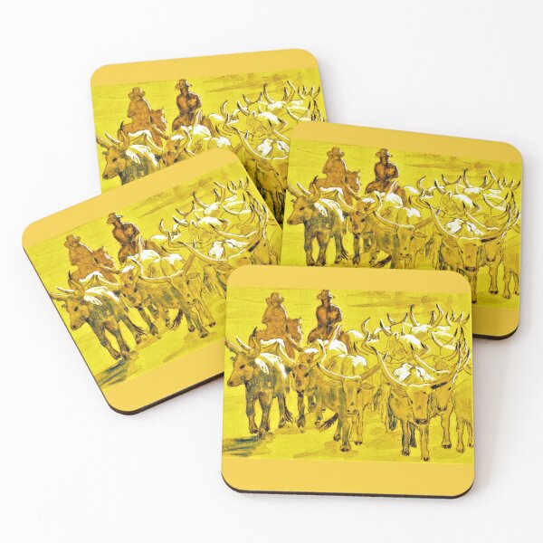Item preview, Two Cowboys Herding Longhorn Cattle Under A Setting Sun designed and sold by DonSylvester.