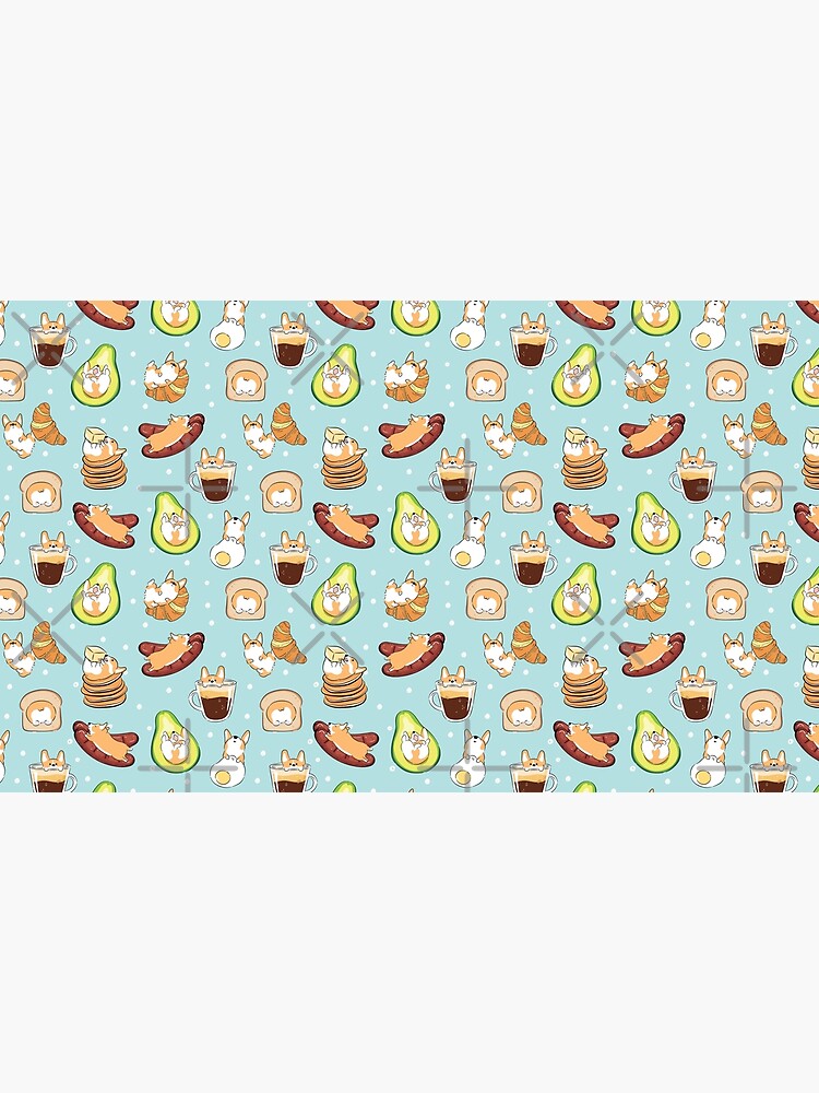 Corgi Breakfast - Blue by Lulupainting