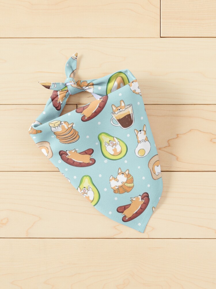 Alternate view of Corgi Breakfast - Blue Pet Bandana