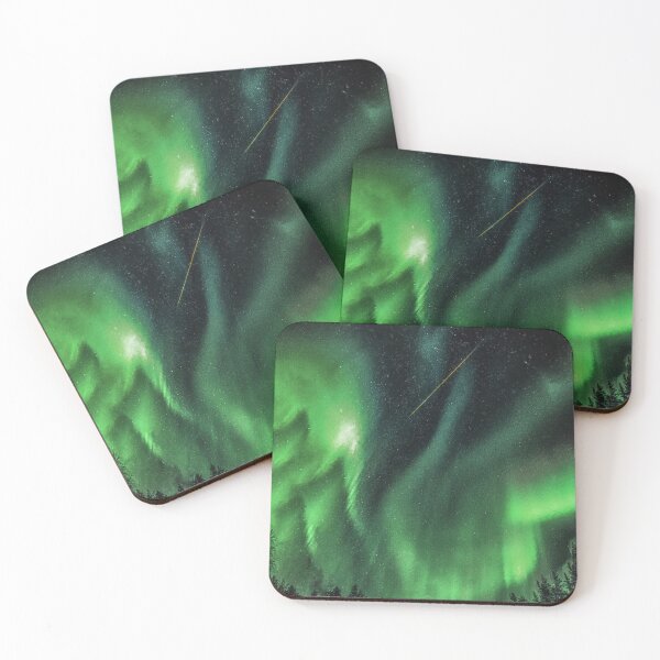 Item preview, Northern Lights Over The Forest, Beautiful Northern Lights, Northern Lights Aesthetic, Green Northern Lights Painting designed and sold by Paintcorner.