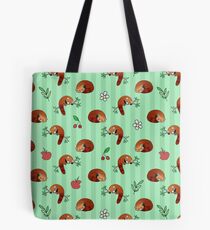 Red Panda Apple Cherry Pattern Tote Bag