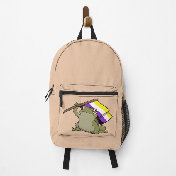 Item preview, Nonbinary Pride Flag-Holding Frog designed and sold by saltuurn.