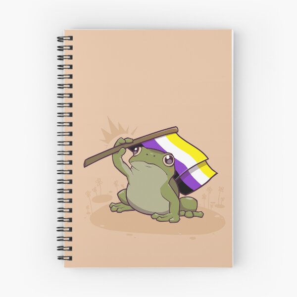 Item preview, Nonbinary Pride Flag-Holding Frog designed and sold by saltuurn.