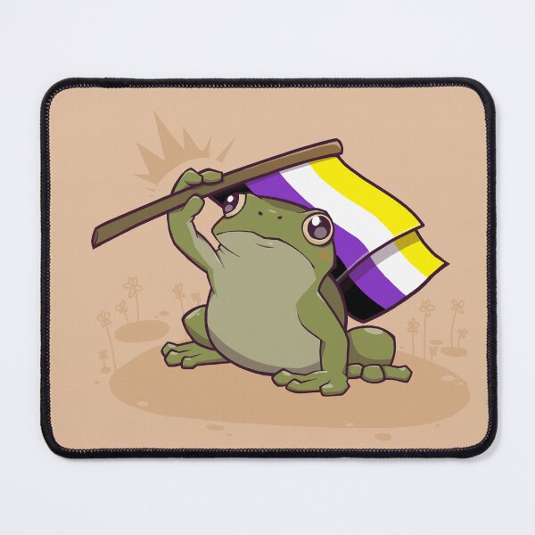 Item preview, Nonbinary Pride Flag-Holding Frog designed and sold by saltuurn.