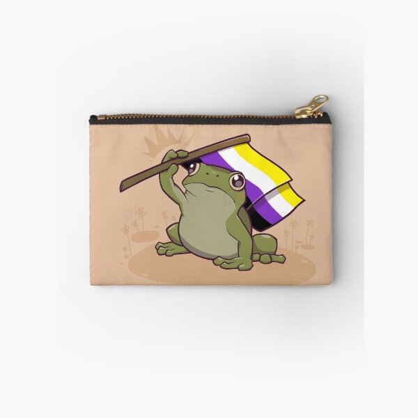 Item preview, Nonbinary Pride Flag-Holding Frog designed and sold by saltuurn.