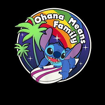 Stitch, Ohana Means Family - Rainbow Stainless Steel Water Bottle