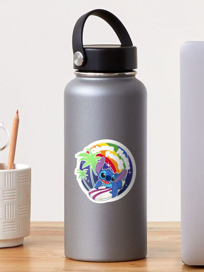 Stitch, Ohana Means Family - Rainbow Stainless Steel Water Bottle