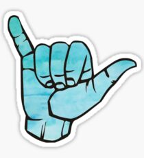 Blue Watercolor Hang Loose Sticker