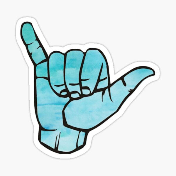 Shaka Light Blue Aesthetic Sticker - Hang Loose – Big Moods