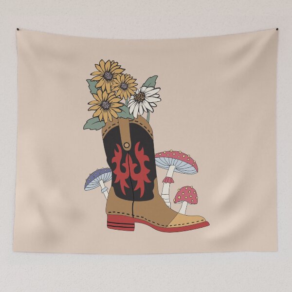 Item preview, Floral Cowboy Boot And Growing Mushrooom designed and sold by bolimj.