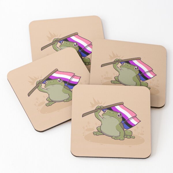 Item preview, Genderfluid Pride Flag-Holding Frog designed and sold by saltuurn.