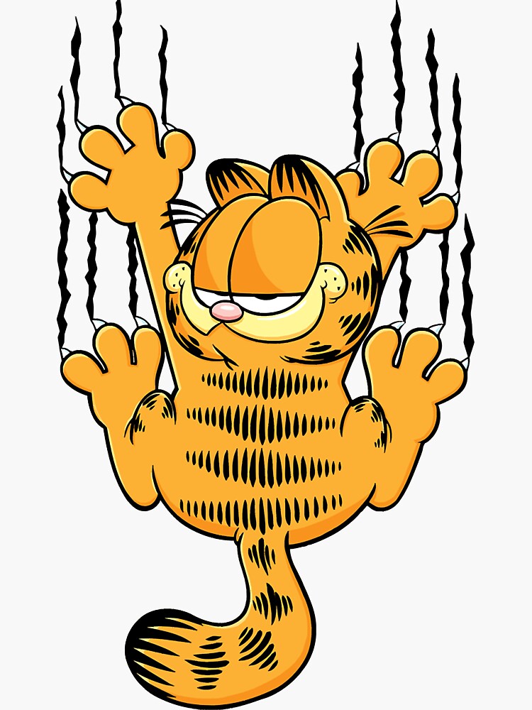 "Garfield the Cat Scratching Down" Sticker by Newialies98 Redbubble