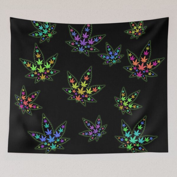 Item preview, Trippy Leaves pattern - Weed leaf design designed and sold by CabbageNClouds.
