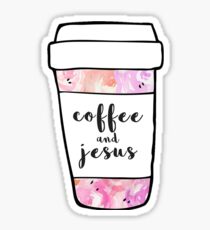 Coffee and Jesus Watercolor Mug Sticker