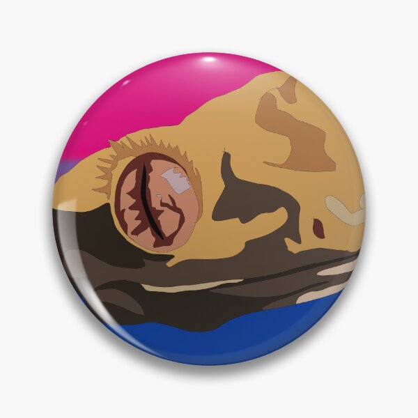 Artikelvorschau, Bisexual flag behind a crested gecko entworfen und verkauft von LeahcarsArt.