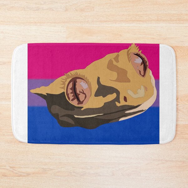 Aperçu de l'œuvre Bisexual flag behind a crested gecko créée et vendue par LeahcarsArt.