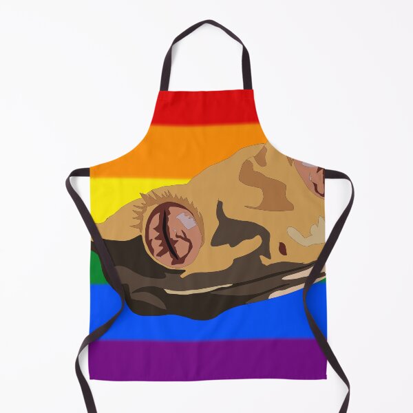 Item preview, Rainbow pride flag behind a crested gecko face designed and sold by LeahcarsArt.