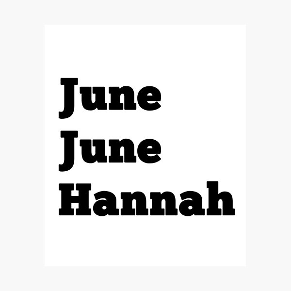 Aperçu de l'œuvre Juin Juin Hannah mots noirs créée et vendue par LauraGould.