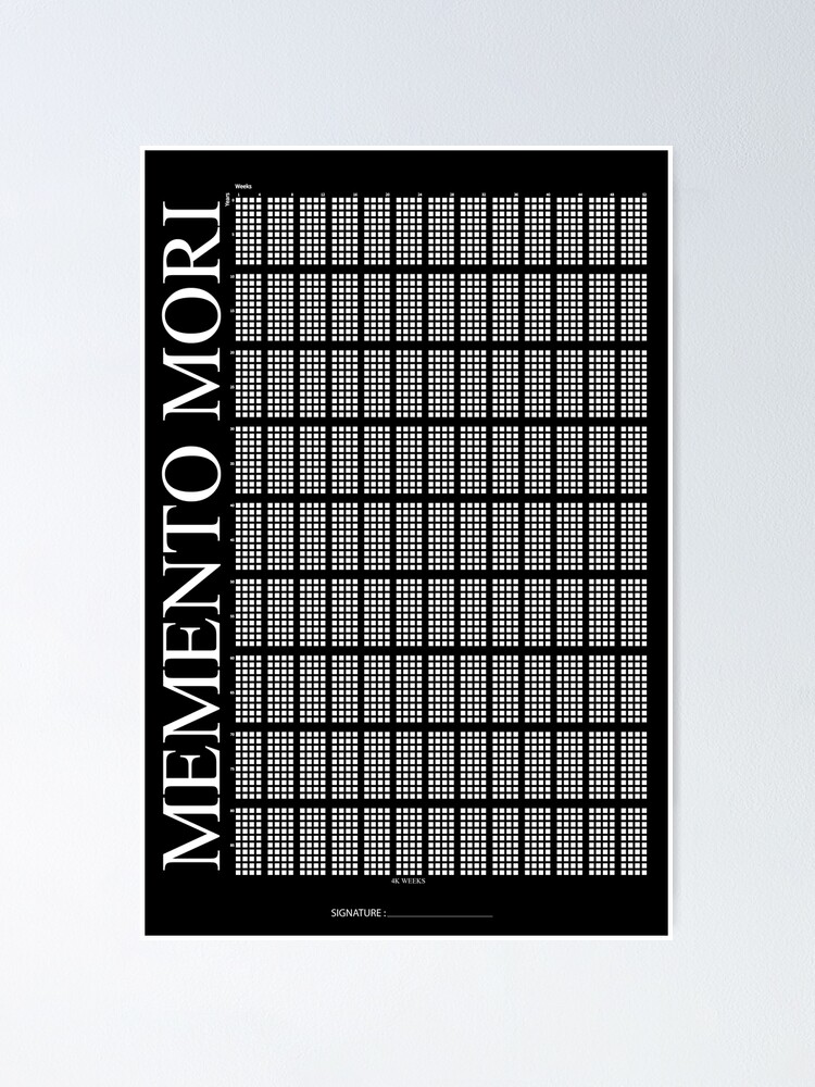NEW Design Memento Mori left side with signature Black Background - Life  Calendar 