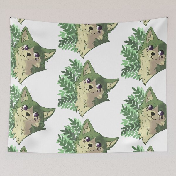 Item preview, Happy green fantasy wolf with leaves behind designed and sold by Kristoffersson.